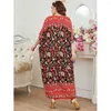 Etnische kleding Boheemse Abaya Kaftan Vrouwen Afrikaanse jurken Print Oversize Jurk Moslim Turkije Dubai Abaya Marokkaanse Caftan Beach Cover Up