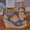 Sandals Women Jeweled For Cork Leather Women's Breathable Walking Chunky Heel