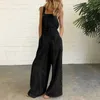 Dames Jumpsuits Rompertjes Dames Zomer Jumpsuit Dames Rompertjes Sexy Mouwloos Wijde Pijpen Effen Overalls Pantn Femme Plus Size Speelpakje Monos jerL231005