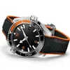 KLASSIEKE Saffier Heren Heren Oranje Automatische Horloges Beweging Mechanisch Luxe horloge Rubberen band masters montre de luxe Watch2506