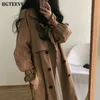 Kvinnor Trenchrockar Chic Women Coat Casual Long Outerwear Loose Overcoat Autumn Winter Fashion DoubleBreasted Windbreaker Femme 231005