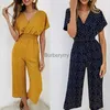 Kobiety Jumpsuits Rompers Kobiety Jumpsuits Rompers Letni kas w kształcie kieszonkowego kieszonkowego kieszonkowy z krótki rękaw