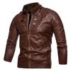 Herren Pelz Herren Motorrad Lederjacke Multi-Button Kragen gewaschen Größe M-3XL