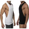 Hommes musculation Sexy débardeur Fitness sans manches gilet chemise blanc noir Muscle entier hauts solide mâle coton Fashion270c