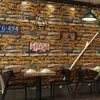 壁紙3D 3次元レトロストーンレンガ造りのアンティークパターン壁紙ショップ装飾レストランBehang