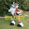 Costume de mascotte de renard en fourrure longue marron, Costume de chien Husky loup, personnage de dessin animé pour adulte, couper le ruban, événements sportifs zz7577331S