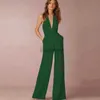 Women's Jumpsuits Rompers Jumpsuit Women 2022 Sexy Polyester White Backless Wide Leg Pants Clothing Sleeveless Elegant Female Summer Overalls RompersL231005