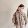 Manteau en duvet de cerf jonmi, manteaux épais à carreaux pour enfants en bas âge, doublure polaire de Style coréen, vêtements d'extérieur chauds pour enfants, 231005