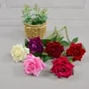 Commerci all'ingrosso Velluto Grande Rosa Fiore artificiale Ramo singolo Fiore decorativo di rosa di alta qualità Matrimonio Natale Centrotavola Fiore Regalo di San Valentino