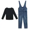 Women's Jumpsuits Rompers Combinaison jean femme barboteuses 2023 nouveau printemps automne coréen mince Denim salopette décontracté bandoulière mode jean pantalon 2PCSL231005