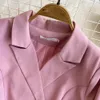 Klänningar modedesigner dubbelbröst blazer klänning kvinnor notched långärmad chic smal rosa mini kort casual vestidos kläder 2024