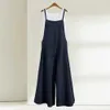 Women's Jumpsuits Rompers Casual Loose Jumpsuit Women Summer Solid Cotton Linen Straps Wide Leg Pants Dungaree Bib Overalls Sleeveless Oversized JumpsuitsL2310