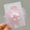 Haarschmuck 2 stücke Glitter Kreis Garn Blume Elastische Bänder für Mädchen Pom Floral Seil Ruber Band Pferdeschwanz Krawatten