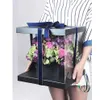 Geschenkpapier 30 cm hochwertige koreanische reine Farbe runde Blumenpapierboxen mit Deckel Umarmungseimer Floristenverpackung PVC-Box253e