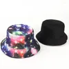 BERETS 2023 Four Seasons Cotton Star Print Bucket Hat Fisherman Autdoor Travel Sun Cap Men for Men and Women 335