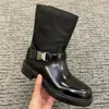 Designer buty buty Nowe o niskim obcasie wysokie buty Elastyczne czarne skórzane buty bez pasków i zamków błyskawicznych luksusowych botków