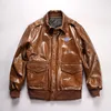 Men s Leather Faux Fashionable Oil waxed cowhide A2 Pilot Bomber Plus Size Jacket Embroidered Airplane Figure Genuine 231005