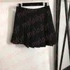 Women Black Pleated Skirts Embroidery Letter High Waist Dress Sexy Mini Skirt Designer Ladies A Line Skirt