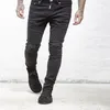 Representera kläddesignerbyxor SLP Blue Black förstörde Herr Slim Denim Straight Biker Skinny Jeans Män rippade jeans 28-38220L