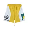 2023 Trendy Brand Designer Mens Shorts Rhude Sunset Letter Printed Hip Hop Mens and Womens Casual Sports Fifth Pants European S-xl