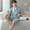 Women's Sleep Lounge M-4XL Plus Size High Quality Men Pyjamas Summer Thin Short Sleeped Pure Cotton Sleepwear Set Teenagers Home Clothes Mane Pyjamasl231005