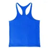 Herrtankstoppar Sommarkroppsbyggande Stringer Top Man Cotton Gym ärmlös skjorta Män Fitness Vest Singlet Sportwear Workout 187D