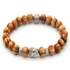 Bracelets en perles tête de bouddha en argent Antique de 8mm, produits entiers, avec de belles perles en bois, bijoux 256F, nouvel arrivage