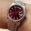 Orologio da uomo con priorità s quadrante rosso ciliegia lente d'ingrandimento calendario settimana data versione di lusso serie V3 automatico mech2491