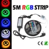 Fita de led 5m 5050smd rgb, flexível, à prova d'água, dc12v, luz led flexível, ip65, multicolorida, com 44 teclas, controle remoto ir, contr232x