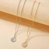 Pendant Necklaces Round Circle Necklace For Women Elegant Clavicle Gold Color Simple Disc Wedding Jewelry Collare Bijoux