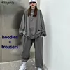Kvinnor Tvådelade byxor Spring Set Women Solid Par Minimalist Streetwear Cool Casual Workout Stylish Harajuku College Tops Trouser Design Korean 231005