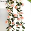 180 cm High Quality Fake Silk Roses Ivy Vine Artificial Flowers With For Home Wedding Decoration Hanging Garland326Q