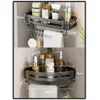 Bathroom Shelves VILOYI Bathroom Corner Shelves No Drilling Shower Shampoo Storage Racks Wall Mounted Space Aluminum Rustproof Shelf with Hooks 230927