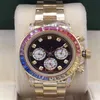 Męski automatyczny zegarek klasyczny Rainbow Diamond Bezel 40 mm ze stali nierdzewnej Fold Fold Bluśniacz Wodoodporny 284B