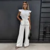 Jumpsuits voor dames Rompertjes Zomer jumpsuit outfits voor dames 2023 Jumpsuits met vlindermouwen en wijde pijpen Elegante romper Vintage streetwear overalls bodysuitsL231005