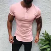 Stylish Plain Tee Tops Men T Shirt Short Sleeve Muscle Joggers Bodybuilding Tee Male Clothes Slim Fit White Pink Tee241y