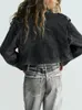 Kadınlar kürk sahte zbza pu deri kısa ceket katlar yaka yaka uzun kollu sıkıntılı bisikletçi dişi şık dış giyim 231005