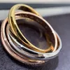 trinity series ring Tricolor 18K gold plated band vintage jewelry official reproductions retro fashion advnced diamants exquisite 2236