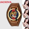 Fashion Famous Brand Watches Women Men Bee Snake Tiger Pattern Nylon Fabric Leather Belt Sports Quartz Movement Par Top Design288w