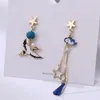 Charm Chinese Style Folding Fan Crane Carp Lotus Asymmetrical Long Tassel Dangle National Style Earrings for Women Jewelry Gift 231005