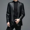 Men S Leather Faux 2023 Spring Autumn Men Jackets äkta fårskinn Solid Color Coats Blazer kostymer Slim Casual 231005