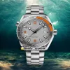 GDF New 600m 215 90 44 21 99 001 Miyota 8215 Automatic Mens Watch Gray Orange Ceramic Bezel Gray Dial Stainless Steel Bracelet Hel272j