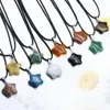 Pendant Necklaces 10pcs/lot Five-pointed Star Stone Pendants Charms Crystal Chakra Beads For DIY Necklace Jewelry Making WIth Leather Rope