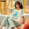 Women's Sleep Lounge Nouvelles femmes mode Kawaii pyjama doux coton vêtements de nuit femmes pyjamas dinosaure impression été Homewear pyjamas pour jeunes filles L231005