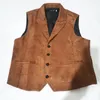 Herrenwesten Weste Männer Casual Weste Mann Kunstleder Mode Leder Slim Weste Revers klassische Vintage Gilet europäischen Stil männlich 230928