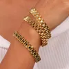 Link Bracelets 18cm Length Luxury Inlaid Colored Zircon Watch Strap Chain 18K Gold Plated 316L Stainless Steel Bracelet For Women