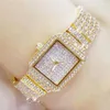 Zegarek 2021 Kryształowy zegarek kobiet Kobiety Rhinestone zegarki Lady Diamond Stone Sukienka Bransoletka ze stali nierdzewnej Na rękę