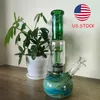 Bong en verre vert : tube droit de 11 pouces avec perc d'arbre