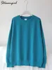 Felpe con cappuccio da donna Felpe autunno pullover in cotone oversize da donna O collo sciolto manica lunga top solido felpa oversize verde per 230928