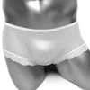 Cuecas finas sheer sissy calcinha transparente malha homens boxer roupa interior renda manguito lingerie sexy para homens gay